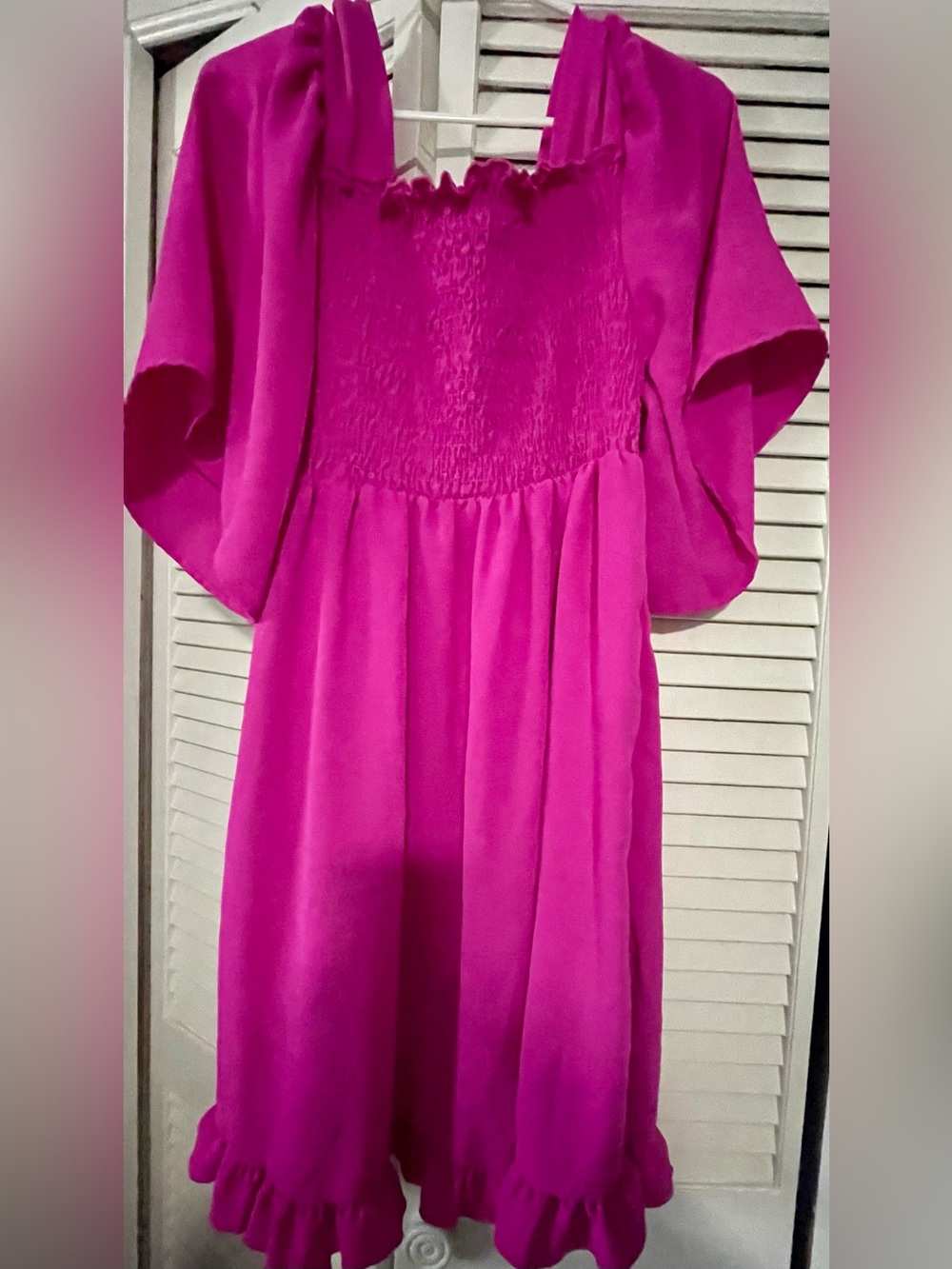 Discount Divas Fuchsia Pink Smocked Babydoll Maxi Dress Size 1X Like New